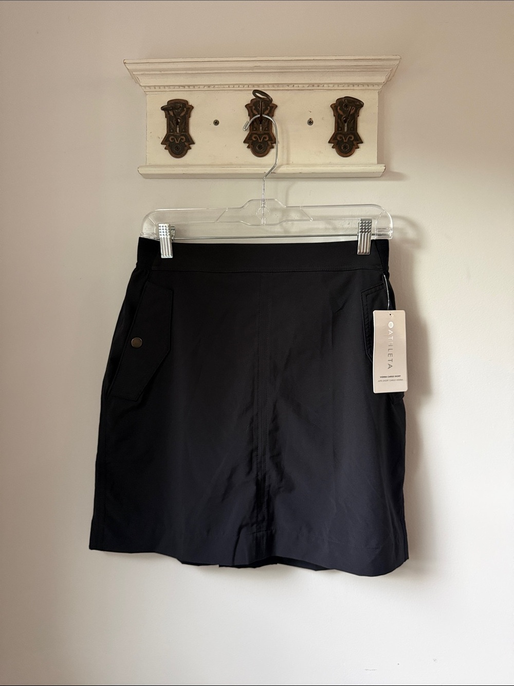 Athleta Vienna Cargo Skort Black Women’s Atheltic Mini Jupe Short Snap Pocket